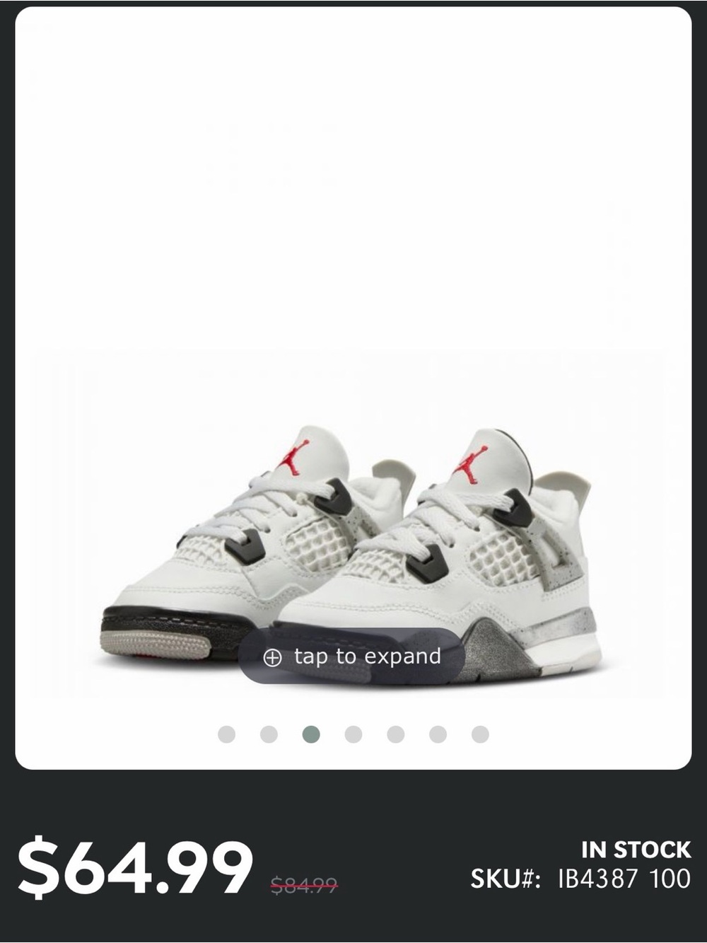Nike Kids' Air Jordan 4 Retro White/Red/Grey Sneakers